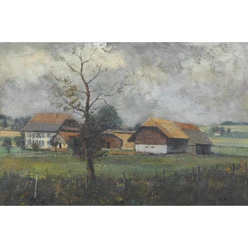 Max Clément — Herbstliche Landschaft mit einem Weiler.