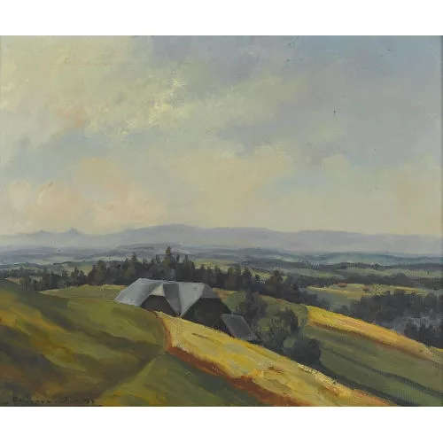 Max Clément — Voralpenlandschaft mit Bauernhaus.