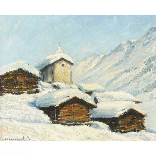 Max Clément — Winterliches Eisten im Lötschental.