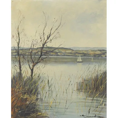 Max Clément — Segelboot auf dem Murtensee.