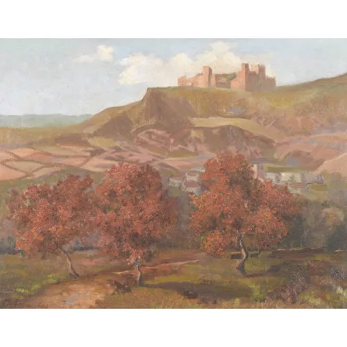 Max Crausaz — Spätsommerliche Landschaftspartie mit Schloss.