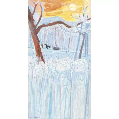 Max Franz Brütschlin — Winterliche Landschaft mit Pferdegespann.