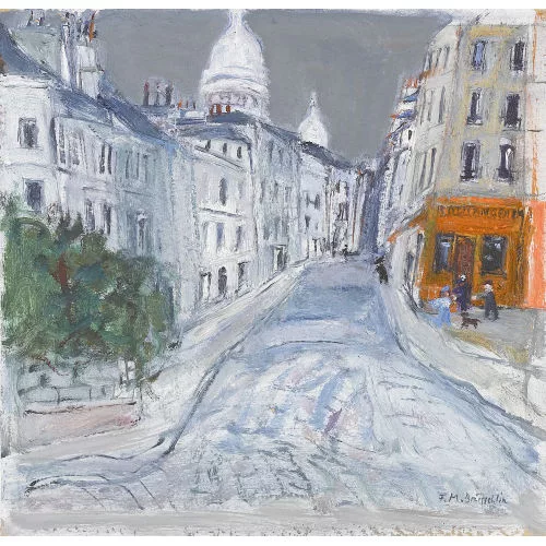 Max Franz Brütschlin — Pariser Strassenszene im Montmartre mit Sacré-Coeur.