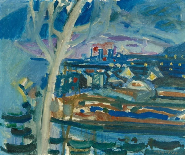 Max Gubler — Nachtlandschaft mit hellem Baum, Unterengstringen, ca. 1954