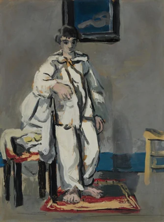 Stehender Knabe auf rotem Teppich, Um 1930.