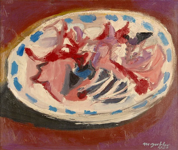 Max Gubler — Teller mit Fischresten, Unterengstringen, 1957