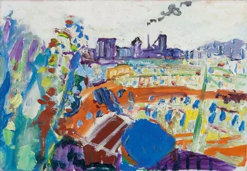 MAX GUBLER — Sommerlandschaft mit Gaswerk Schlieren, um 1948. — Koller Auktionen