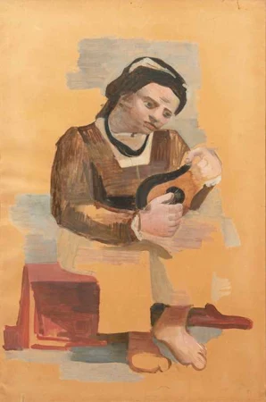 MAX GUBLER — Sitzendes Mädchen mit Mandoline. Um 1922/23. — Koller Auktionen