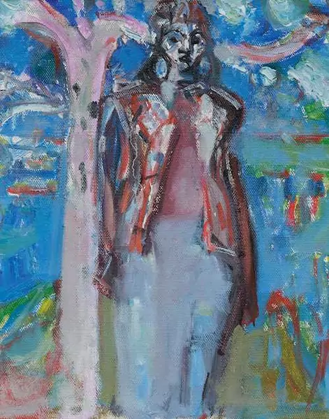 MAX GUBLER — A figure standing near a tree, Unterengstringen. 1951. — Koller Auktionen