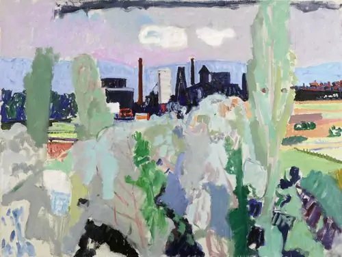 MAX GUBLER — Landschaft mit Gaswerk. Um 1938. — Koller Auktionen