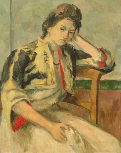 MAX GUBLER — Seated woman with black and yellow bolero jacket. 1927. — Koller Auktionen