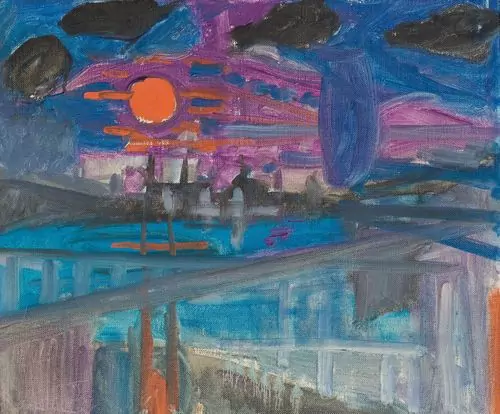 MAX GUBLER — Nachtlandschaft mit schwarzen Wolken. Um 1957. — Koller Auktionen