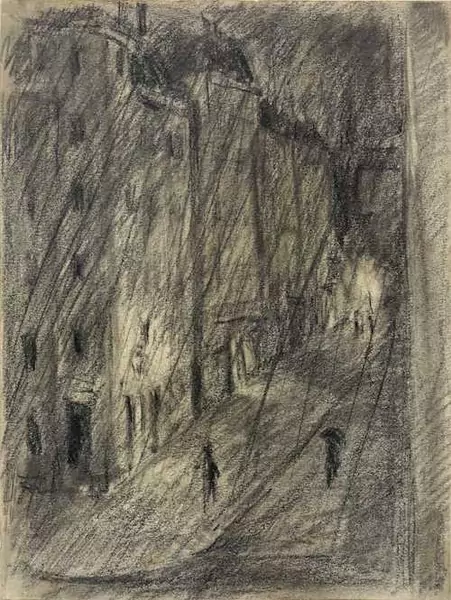MAX GUBLER — City street at night. Circa 1917/18. — Koller Auktionen