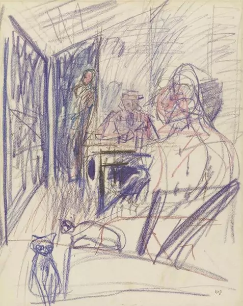 MAX GUBLER — Interieur mit drei Figuren. — Koller Auktionen