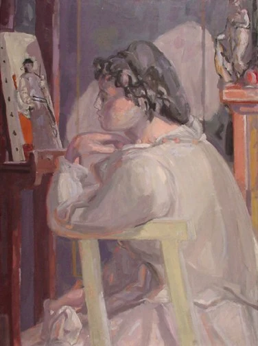 Max Gubler — Sitzende Frau vor Staffelei, 1935