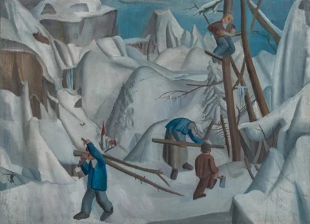 Winterlandschaft mit Holzfällern, um 1919