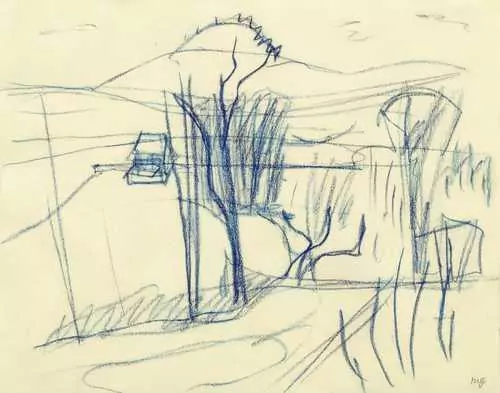 GUBLER, MAX — Landscape sketch. — Koller Auktionen