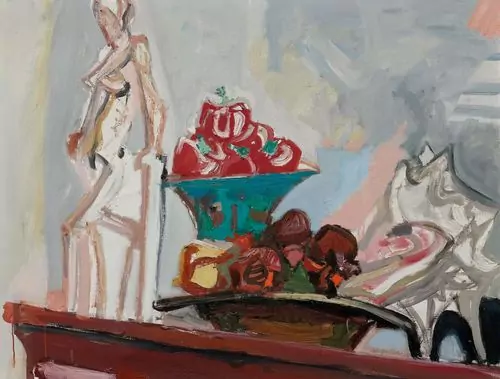 MAX GUBLER — Stillleben mit Gipsstatuette, Früchteschalen und Muschel. 1955. — Koller Auktionen