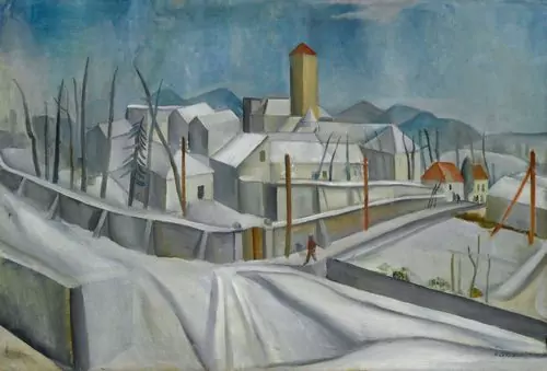 MAX GUBLER — Winterlandschaft Burghölzli. Um 1919. Verso: Im Wirtshaus. Im Vordergrund mit der Darstellung wohl von Else Lasker-Schüler. Um 1918. — Koller Auktionen
