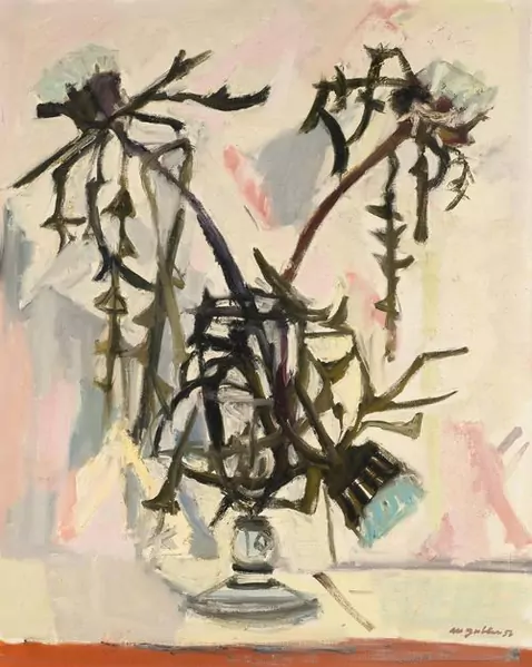 MAX GUBLER — Disteln in einem Glas. 1956. — Koller Auktionen