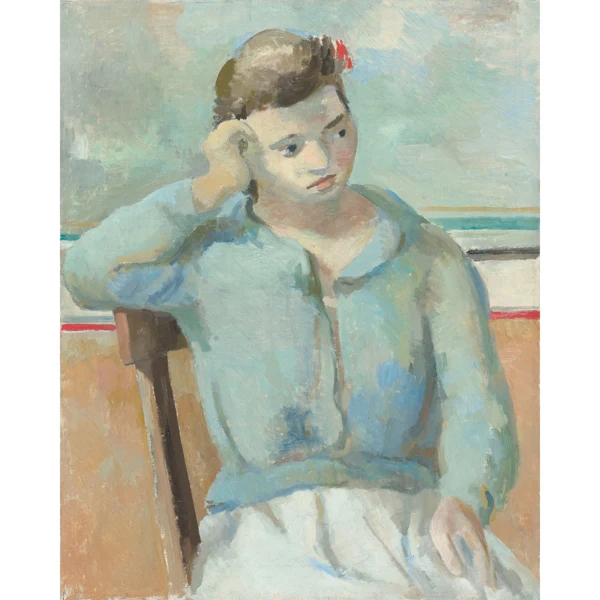 Max Gubler — SITZENDES MÄDCHEN MIT ROTER BLUME IM HAAR, LIPARISITTING GIRL WITH RED FLOWER IN THE HAIR, LIPARI