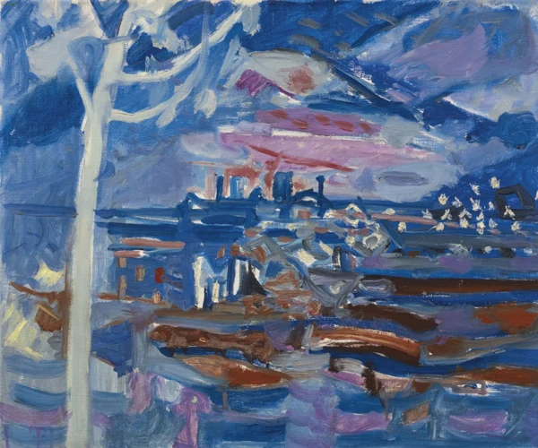 Max Gubler — Nachtlandschaft mit hellem Baum