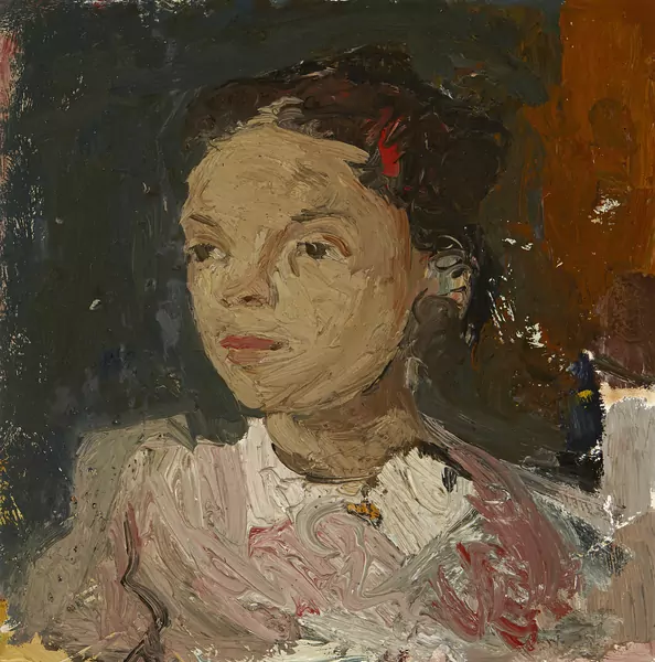 Mädchen mit roter Schleife im Haar