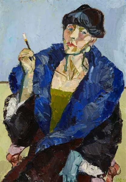 Die Dame mit blauem Pelz