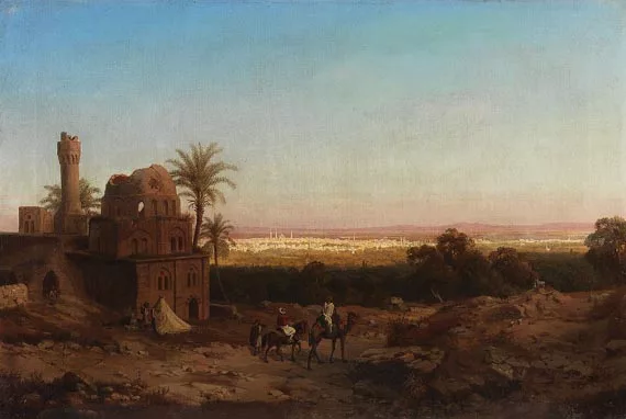 Max Schmidt — Kairo in der Ferne liegend, im Vordergrund Kamelreiter