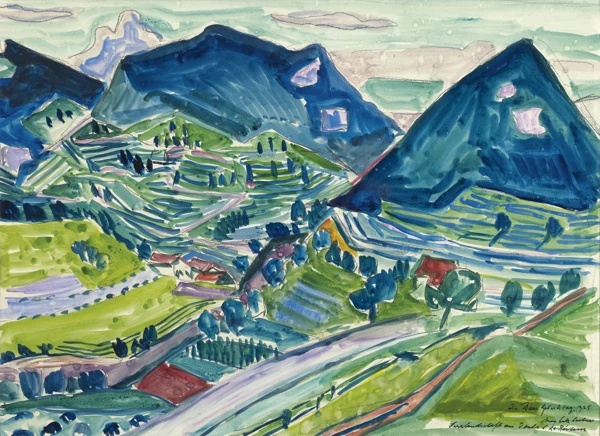 Max Sulzbachner — JURALANDSCHAFT AM DOUBS, 1925LANDSCAPE IN THE JURA BY THE DOUBS RIVER, 1925