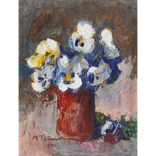 Max Theynet — Stiefmütterchen in Vase.