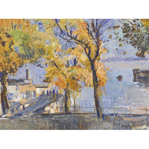 Max Theynet — Herbstliche Uferpartie am Neuenburgersee.