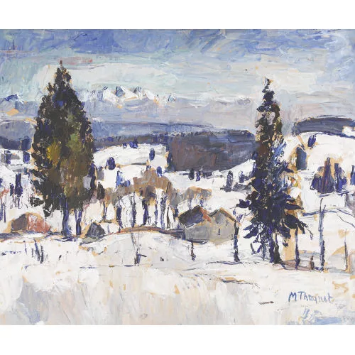 Max Theynet — Winterlandschaft mit Alpenpanorama.