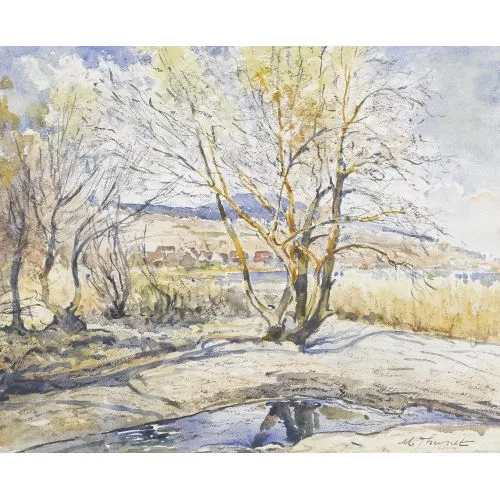 Max Theynet — Herbstliches Ufer am Neuenburgersee.