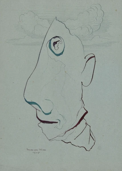 Max von Moos — 2 Blätter: Maske; Selbstporträt, 1945