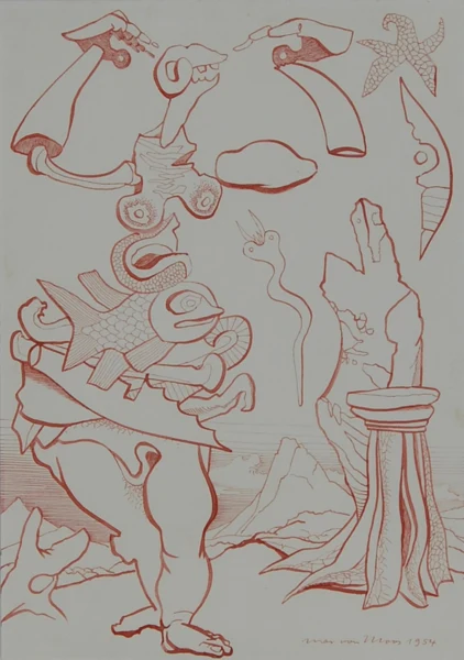 Max von Moos — Surrealistische Komposition, 1954