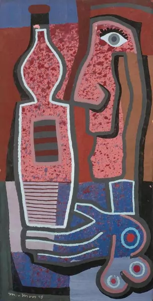 MAX VON MOOS — Mann mit Flasche. 1948. — Koller Auktionen