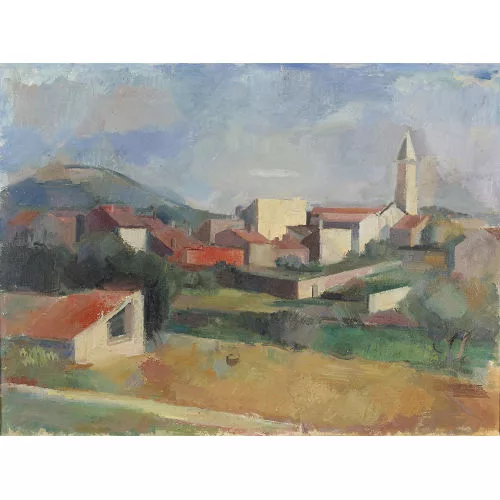 Max von Mühlenen — Südliche Landschaft mit Dorf.