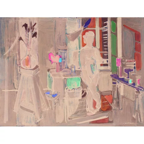 Max von Mühlenen — Stehender weiblicher Akt in Interieur.