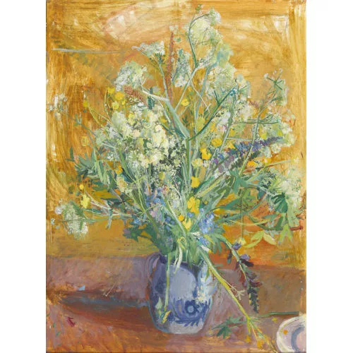 Max von Mühlenen — Stillleben mit Feldblumen in Steingutkrug.