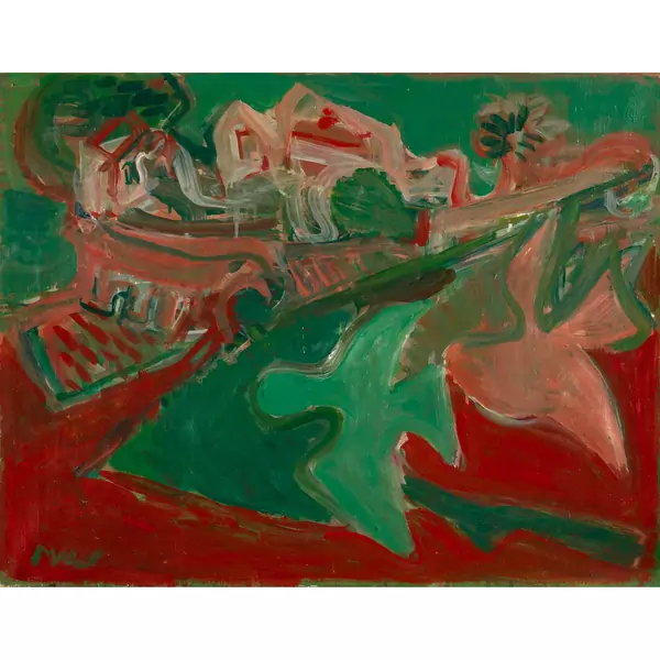 "Landschaft mit zwei Tauben"
