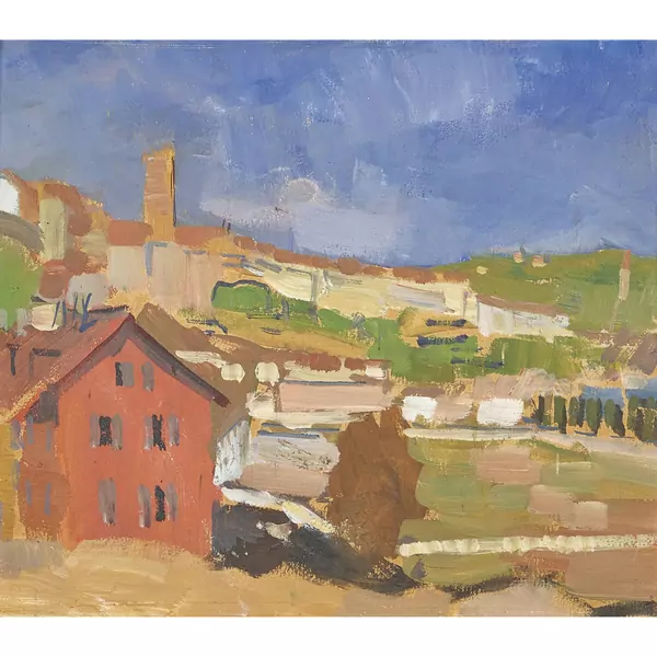 Landschaft mit Häusern