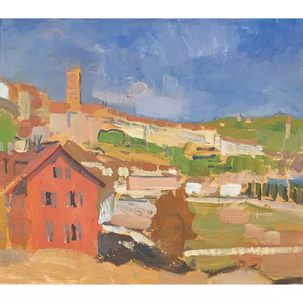 Landschaft mit Häusern