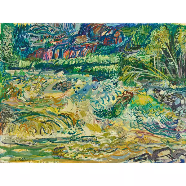 Sommerliche Landschaft mit lebhaftem Bach