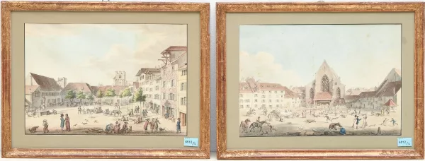 Maximilian Neustück — Gegenstücke: Ansicht des Barfüsserplatzes gegen Süden/Barfüsserplatz