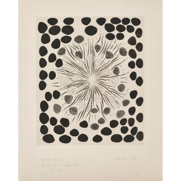 Meret Oppenheim — "Steine - schwarze Tropfen, die zur Mitte hin verschwinden".