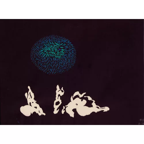 Meret Oppenheim — "Schwarzes Wurzelgeflecht, oben Blüte".