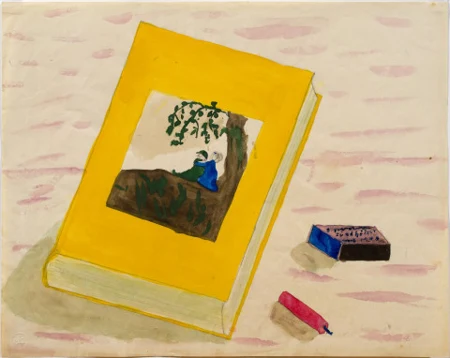 Stillleben mit Buch und Zündholzschachtel, 1926/27