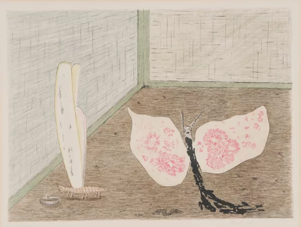 Meret Oppenheim — Die Seidenmotte und die stolze Rosamunde, aus "Parapapillonneries", 1976