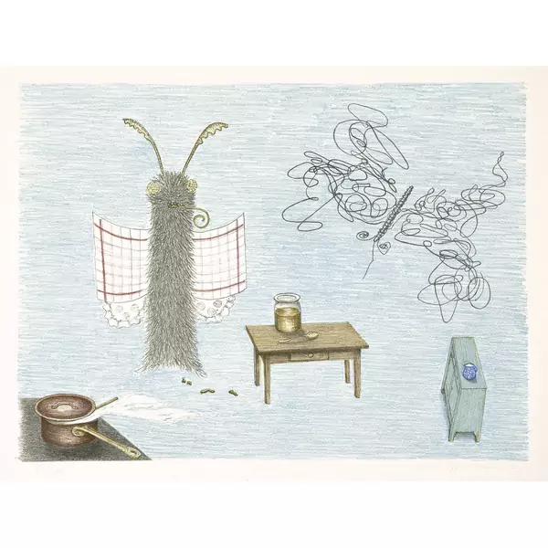 Meret Oppenheim — Parapapillonneries. Six Lithographies de Meret Oppenheim. Légendes de André Pieyre de Mandiargues Paris, Michel Cassé, 1976 — Galerie Kornfeld